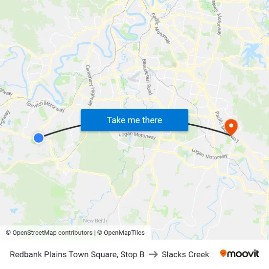 Redbank Plains Town Square, Stop B to Slacks Creek map