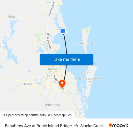 Benabrow Ave at Bribie Island Bridge to Slacks Creek map