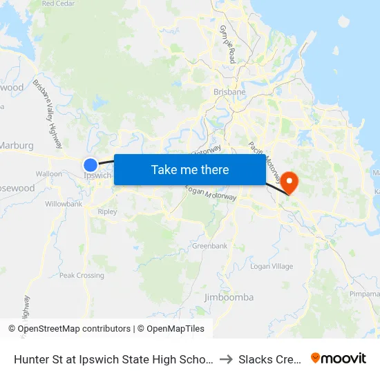 Hunter St at Ipswich State High School to Slacks Creek map