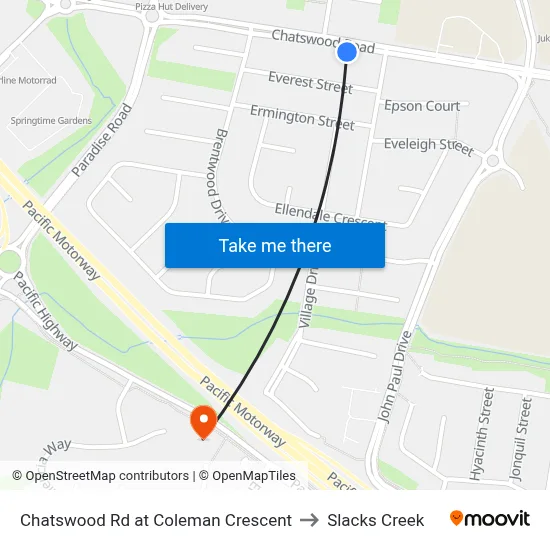 Chatswood Rd at Coleman Crescent to Slacks Creek map