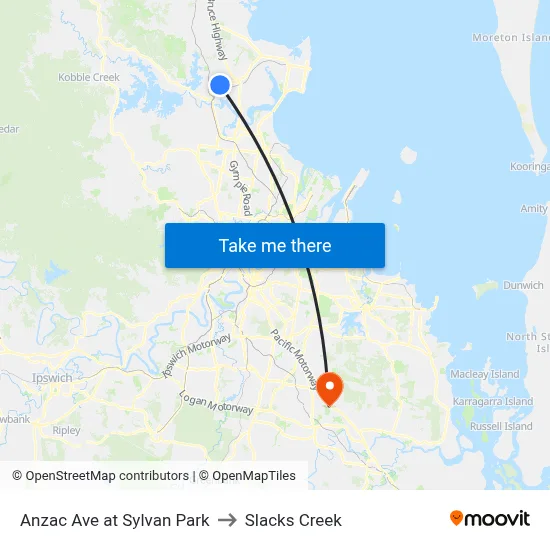 Anzac Ave at Sylvan Park to Slacks Creek map