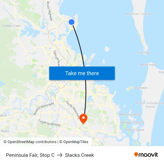 Peninsula Fair, Stop C to Slacks Creek map