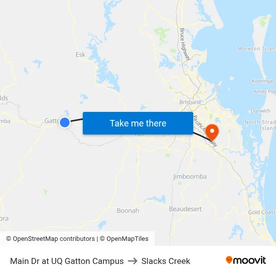 Main Dr at UQ Gatton Campus to Slacks Creek map