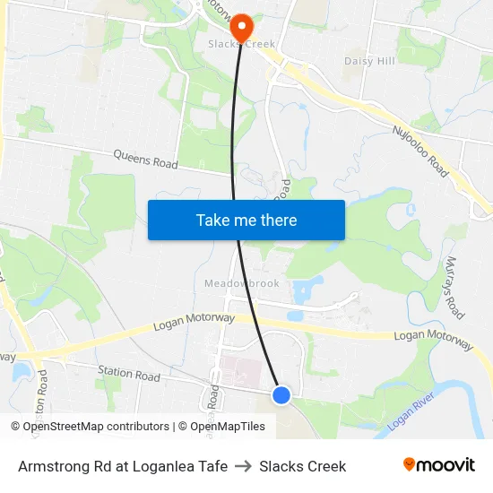Armstrong Rd at Loganlea Tafe to Slacks Creek map