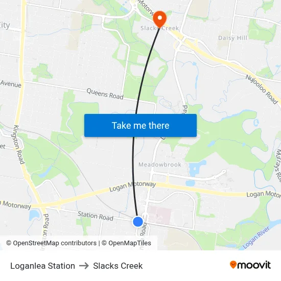 Loganlea Station to Slacks Creek map