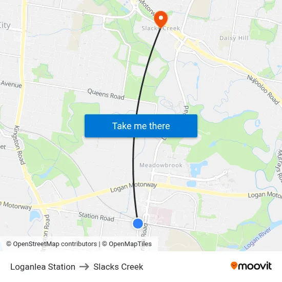Loganlea Station to Slacks Creek map