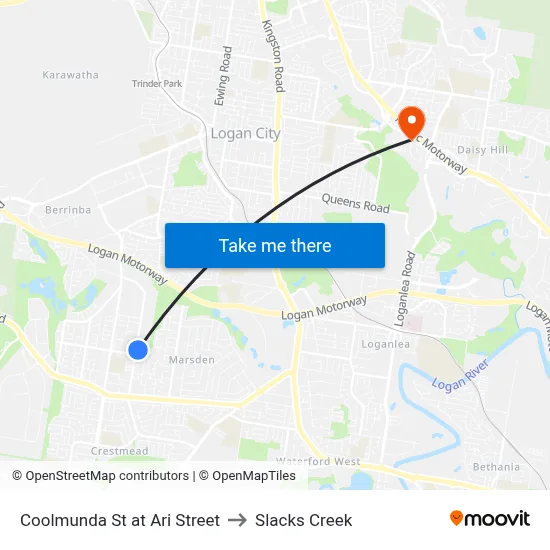Coolmunda St at Ari Street to Slacks Creek map