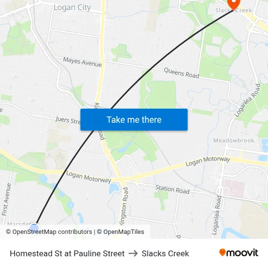 Homestead St at Pauline Street to Slacks Creek map