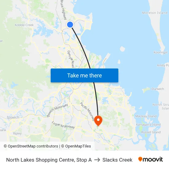 North Lakes Shopping Centre, Stop A to Slacks Creek map