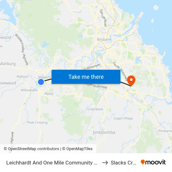 Leichhardt And One Mile Community Centre to Slacks Creek map