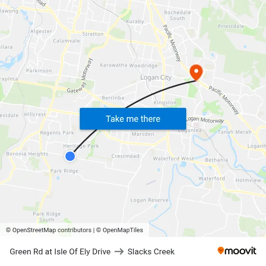 Green Rd at Isle Of Ely Drive to Slacks Creek map