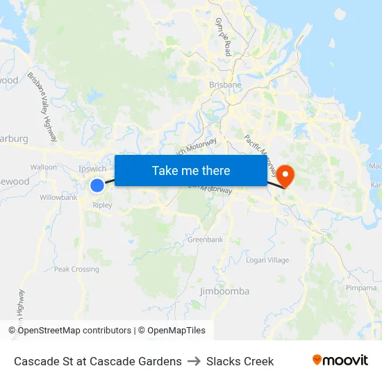 Cascade St at Cascade Gardens to Slacks Creek map