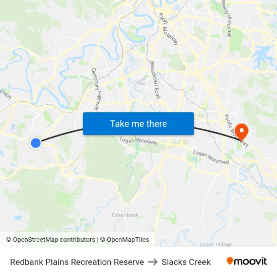 Redbank Plains Recreation Reserve to Slacks Creek map