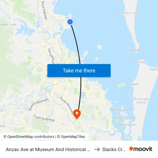 Anzac Ave at Museum And Historical Society to Slacks Creek map