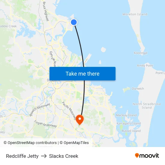Redcliffe Jetty to Slacks Creek map