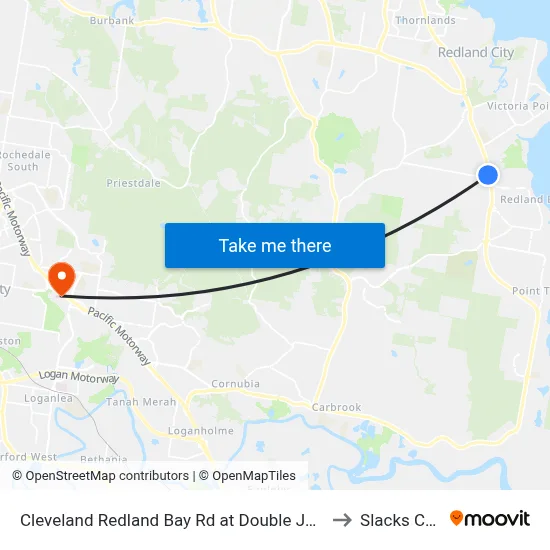 Cleveland Redland Bay Rd at Double Jump Road to Slacks Creek map