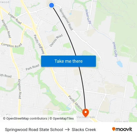 Springwood Road State School to Slacks Creek map