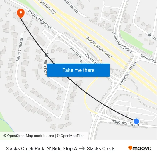 Slacks Creek Park 'N' Ride Stop A to Slacks Creek map