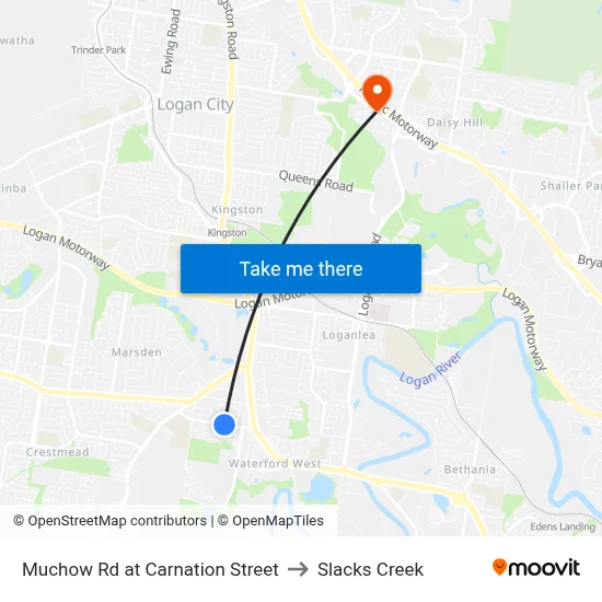 Muchow Rd at Carnation Street to Slacks Creek map