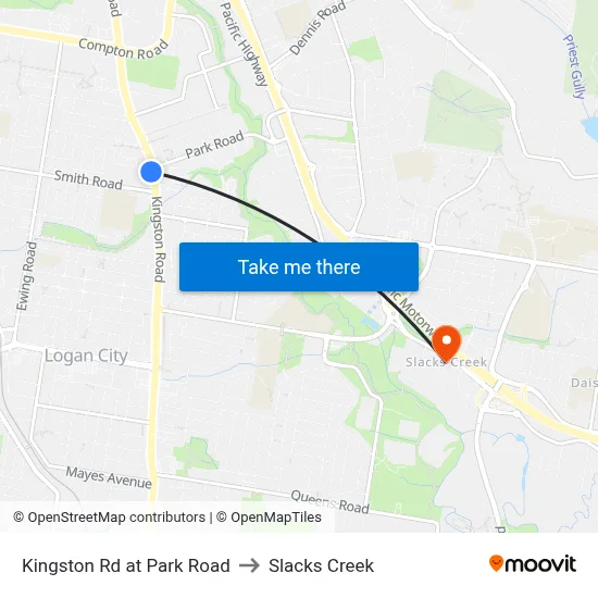 Kingston Rd at Park Road to Slacks Creek map