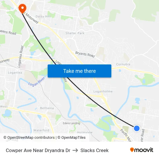 Cowper Ave Near Dryandra Dr to Slacks Creek map