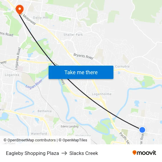 Eagleby Shopping Plaza to Slacks Creek map