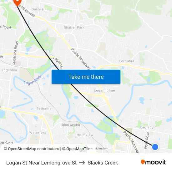 Logan St Near Lemongrove St to Slacks Creek map