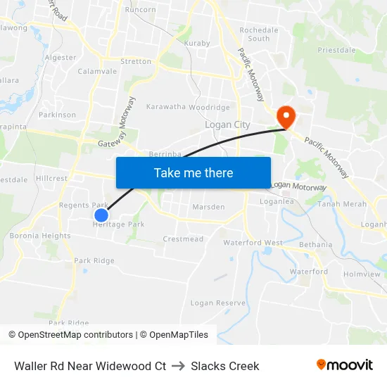 Waller Rd Near Widewood Ct to Slacks Creek map