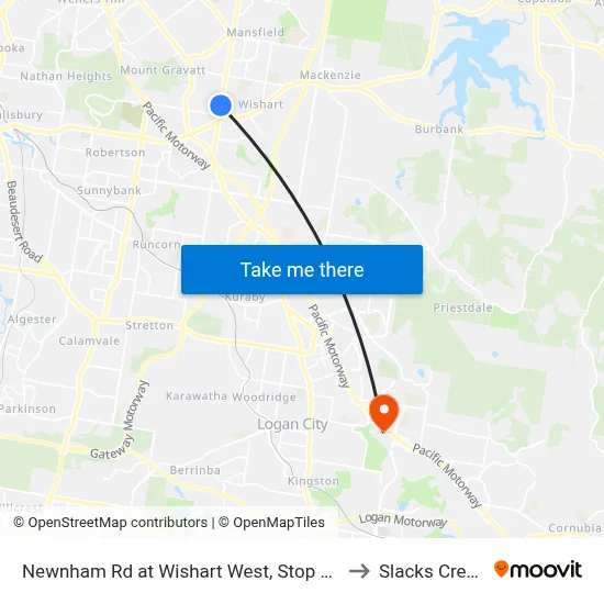 Newnham Rd at Wishart West, Stop 76 to Slacks Creek map