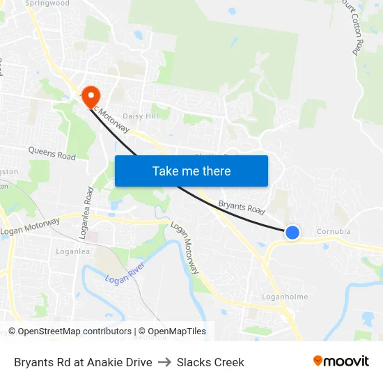 Bryants Rd at Anakie Drive to Slacks Creek map