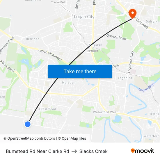 Bumstead Rd Near Clarke Rd to Slacks Creek map