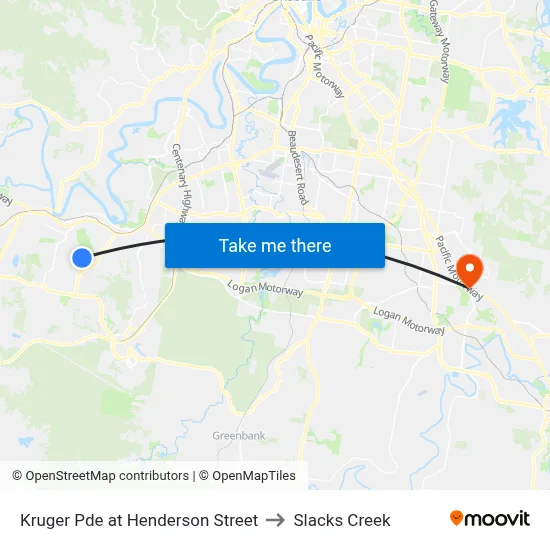 Kruger Pde at Henderson Street to Slacks Creek map
