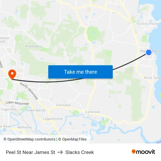 Peel St Near James St to Slacks Creek map