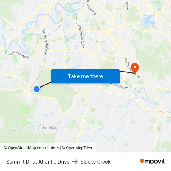 Summit Dr at Atlantic Drive to Slacks Creek map