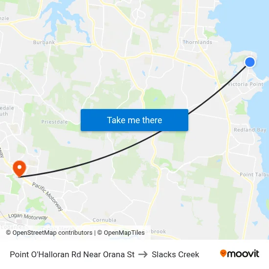 Point O'Halloran Rd Near Orana St to Slacks Creek map