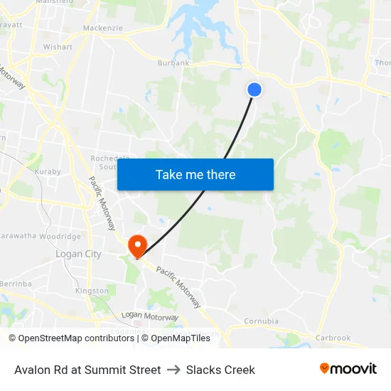 Avalon Rd at Summit Street to Slacks Creek map