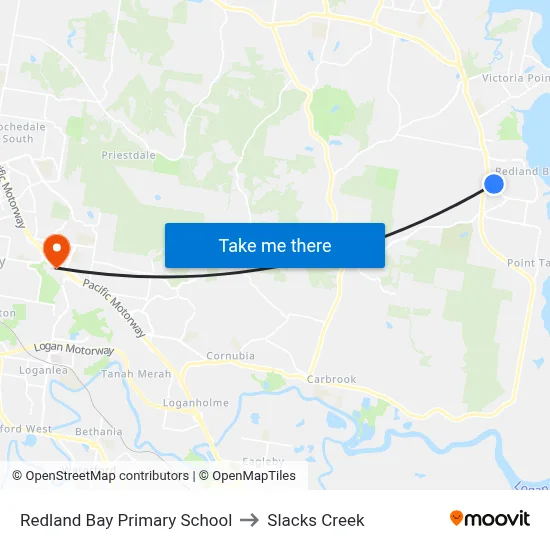 Redland Bay Primary School to Slacks Creek map