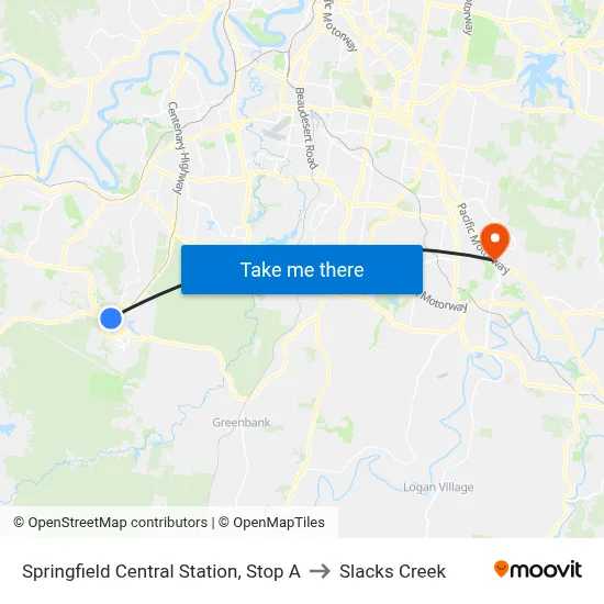 Springfield Central Station, Stop A to Slacks Creek map