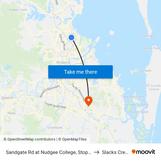 Sandgate Rd at Nudgee College, Stop 17 to Slacks Creek map