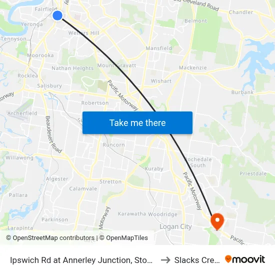 Ipswich Rd at Annerley Junction, Stop 22 to Slacks Creek map