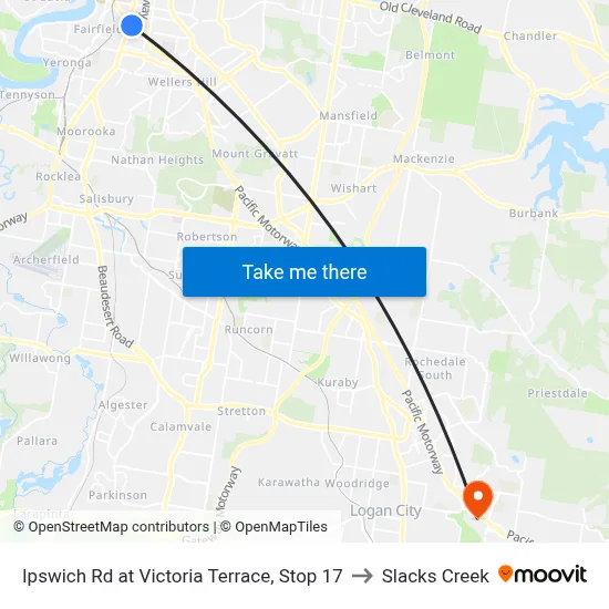 Ipswich Rd at Victoria Terrace, Stop 17 to Slacks Creek map