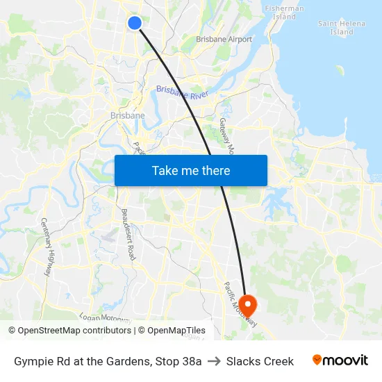 Gympie Rd at the Gardens, Stop 38a to Slacks Creek map