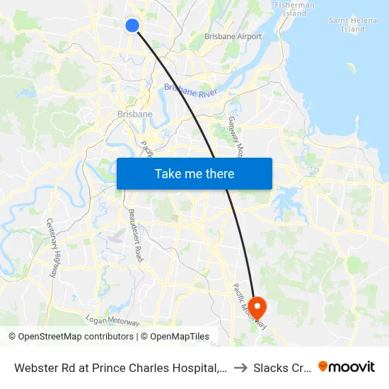 Webster Rd at Prince Charles Hospital, Stop 38 to Slacks Creek map