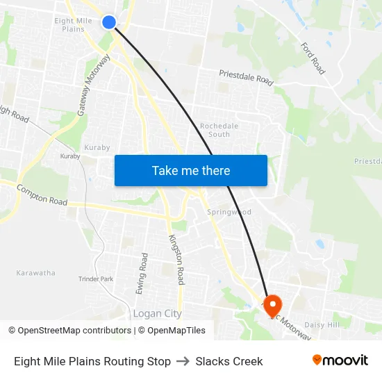 Eight Mile Plains Routing Stop to Slacks Creek map