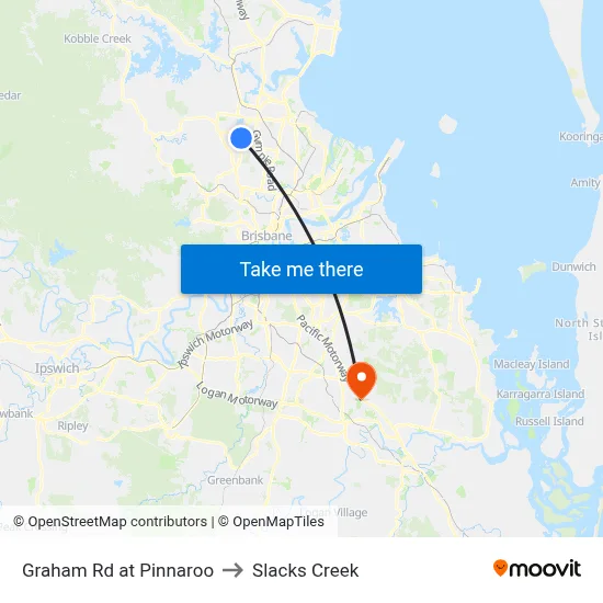 Graham Rd at Pinnaroo to Slacks Creek map