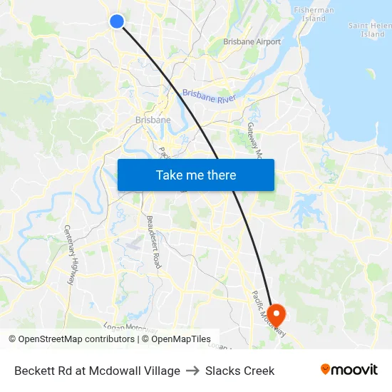 Beckett Rd at Mcdowall Village to Slacks Creek map