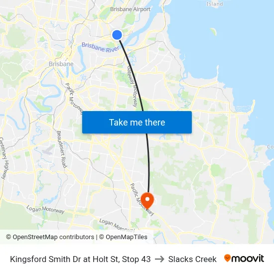 Kingsford Smith Dr at Holt St, Stop 43 to Slacks Creek map