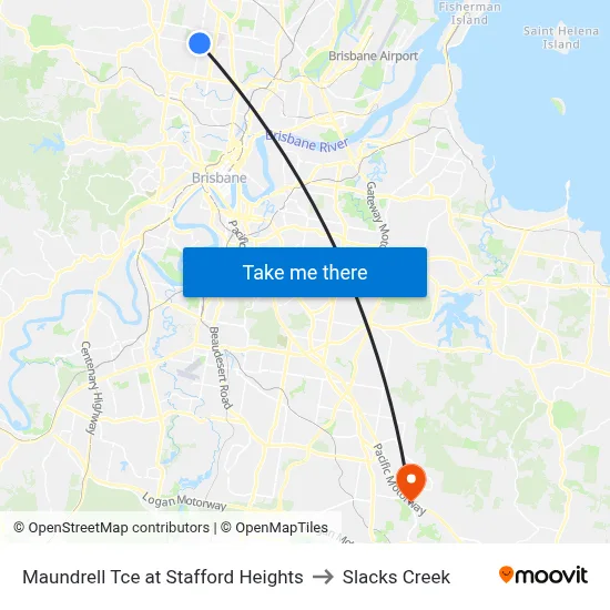 Maundrell Tce at Stafford Heights to Slacks Creek map