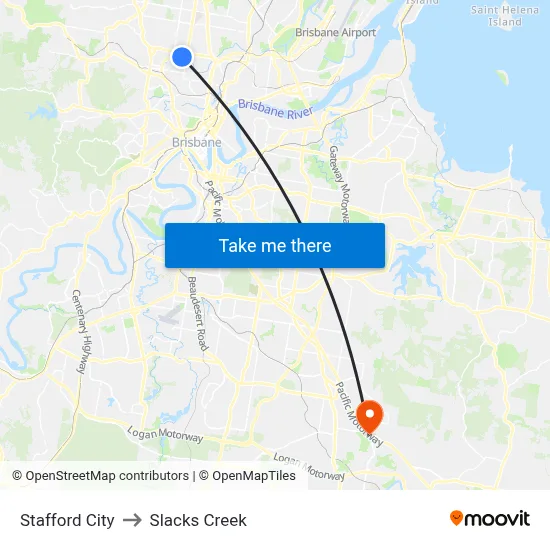 Stafford City to Slacks Creek map