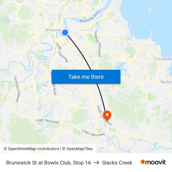 Brunswick St at Bowls Club, Stop 16 to Slacks Creek map